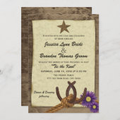 Invitation Chaussures à cheval et Mariage campagnard en bois (Devant / Derrière)