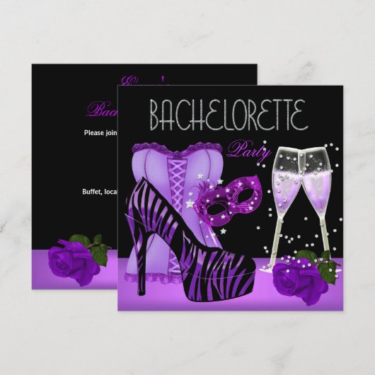 Invitation Chaussures à masque violet Corset pour enterrement (Devant / Derrière)