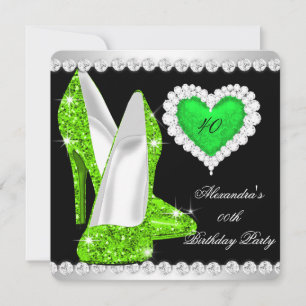 Invitation Chaussures à paillettes élégantes vert citron en f