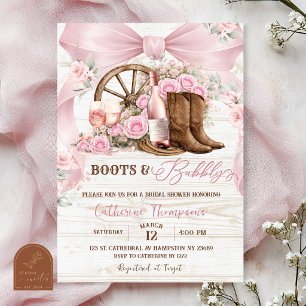 Invitation Chaussures à ruban rose et douche de mariée pétill