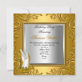 Invitation Chaussures à talon d'or blanc Argent Haut Champagn (Dos)