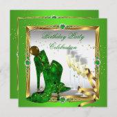 Invitation Chaussures à talon élevé Champagne Vert Or Argent  (Devant / Derrière)