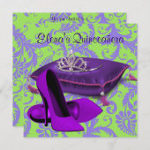 Invitation Chaussures à talon élevé Chaux vert pourpre Quince (Devant / Derrière)