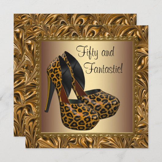 Invitation Chaussures à talon élevé femmes Leopard Gold 50e a (Devant / Derrière)