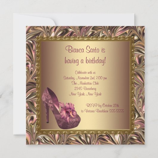 Invitation Chaussures à talon élevé femmes Or rose 50e annive (Dos)