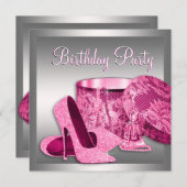 Invitation Chaussures à talon élevé femmes rose fête d'annive (Devant / Derrière)