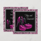 Invitation Chaussures à talon élevé femmes rose noir 50e anni (Devant / Derrière)