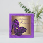Invitation Chaussures à talon élevé femmes violet or fête d'a (Debout devant)