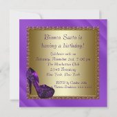 Invitation Chaussures à talon élevé femmes violet or fête d'a (Dos)