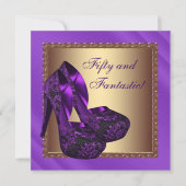 Invitation Chaussures à talon élevé femmes violet or fête d'a (Devant)