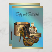 Invitation Chaussures à talon élevé Leopard Gold Womans 50e a (Devant / Derrière)