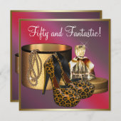Invitation Chaussures à talon élevé Leopard Gold Womans 50e a (Devant / Derrière)