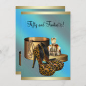 Invitation Chaussures à talon élevé Leopard Gold Womans 50e a (Devant / Derrière)