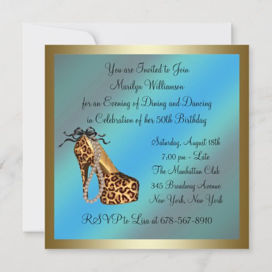 Invitation Chaussures à talon élevé Leopard Gold Womans 50e a (Dos)