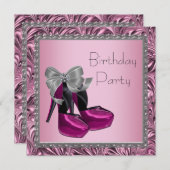 Invitation Chaussures à talon élevé rose chaud Noir fête d'an (Devant / Derrière)