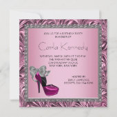 Invitation Chaussures à talon élevé rose chaud Noir fête d'an (Dos)