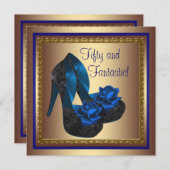 Invitation Chaussures à talon élevé Royal Blue Gold 50e anniv (Devant / Derrière)
