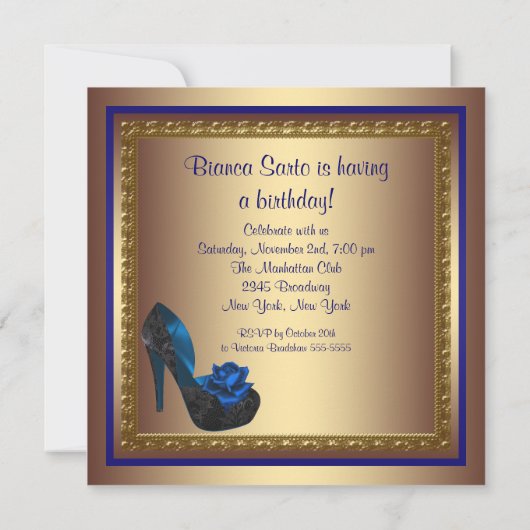 Invitation Chaussures à talon élevé Royal Blue Gold 50e anniv