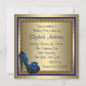 Invitation Chaussures à talon élevé Royal Blue Gold fête d'an (Dos)