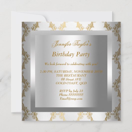 Invitation Chaussures à talon élevé Silver Gold fête d'annive (Dos)