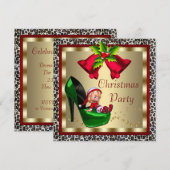 Invitation Chaussures à talon élevé vert Fête de Noël du léop (Devant / Derrière)