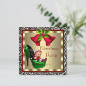 Invitation Chaussures à talon élevé vert Fête de Noël du léop (Debout devant)
