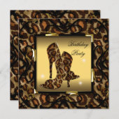 Invitation Chaussures à talon élevé Wild Gold Leopard fête d' (Devant / Derrière)