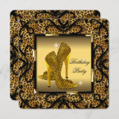 Invitation Chaussures à talon élevé Wild Gold Leopard fête d' (Devant / Derrière)