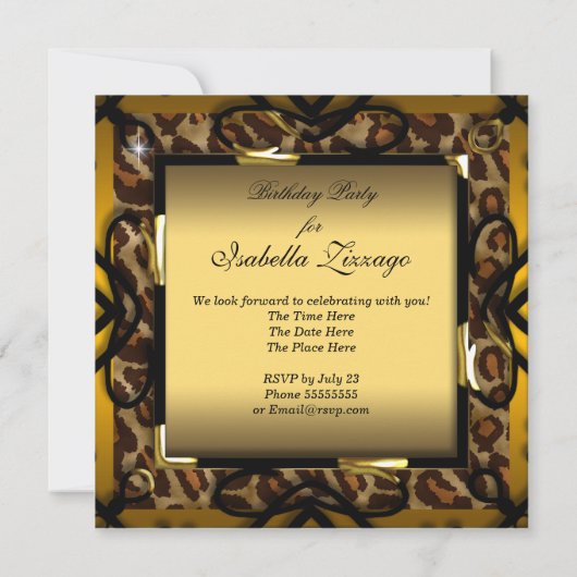 Invitation Chaussures à talon élevé Wild Gold Leopard fête d' (Dos)