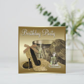 Invitation Chaussures à talon haut perles Black Gold Womans A (Debout devant)