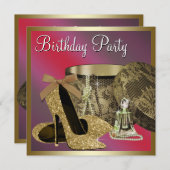 Invitation Chaussures à talon haut perles femmes Anniversaire (Devant / Derrière)