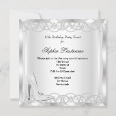Invitation Chaussures à talon haut Quincanera en argent blanc (Dos)