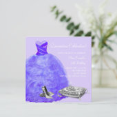 Invitation Chaussures à talon haut violet princesse Quinceane (Debout devant)