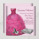 Invitation Chaussures à talon haute rose de balle rose Quince (Devant / Derrière)