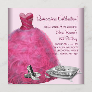 Invitation Chaussures à talon haute rose de balle rose Quince