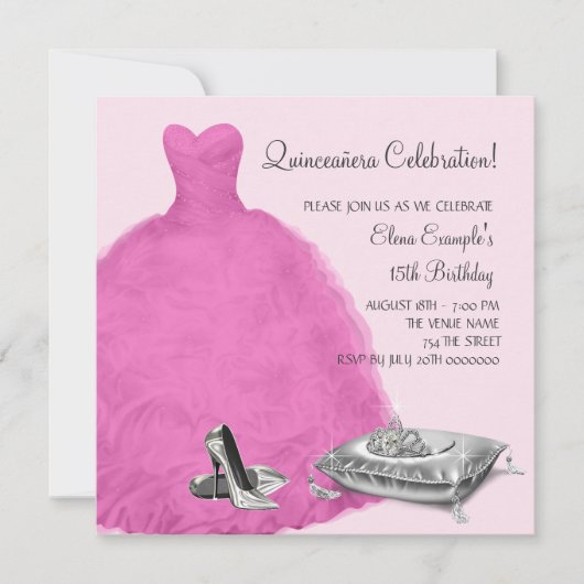 Invitation Chaussures à talon haute rose de balle rose Quince (Devant)