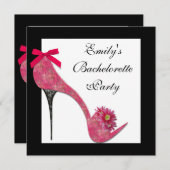 Invitation Chaussures à talon noir rose chaud Bahcelorette Pa (Devant / Derrière)