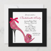 Invitation Chaussures à talon noir rose chaud Bahcelorette Pa (Dos)