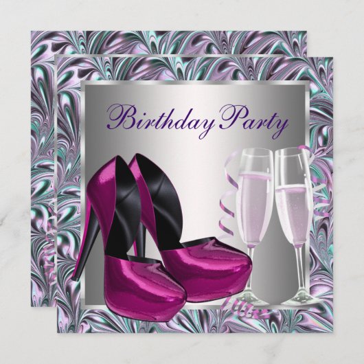 Invitation Chaussures à talon rose chaud Chaussures femmes An (Devant / Derrière)