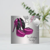 Invitation Chaussures à talon rose chaud fête d'anniversaire (Debout devant)