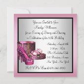 Invitation Chaussures à talon rose femmes léopard 50e anniver (Dos)