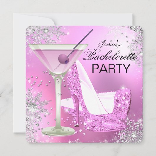 Invitation Chaussures à talon rose haut Bachelorette Fête Inv (Devant)