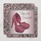 Invitation Chaussures à talon rose haute fête d'anniversaire (Devant / Derrière)