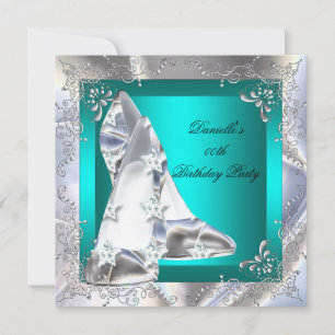 Invitation Chaussures à talon turquoise Silver Anniversaire
