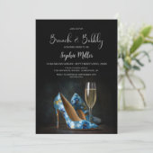 Invitation Chaussures à talons à fleurs bleues, brunch et cha (Debout devant)