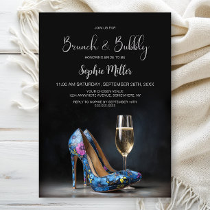 Invitation Chaussures à talons aiguilles florales bleues Brun