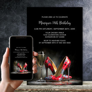 Invitation Chaussures à talons aiguilles florales rouges pour