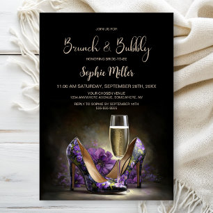 Invitation Chaussures à talons aiguilles florales violettes B