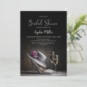 Invitation Chaussures à talons hauts argentées pour la douche (Debout devant)