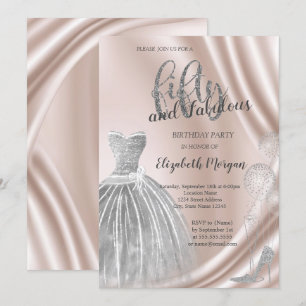 Invitation Chaussures à talons hauts argentées Robe 50e anniv
